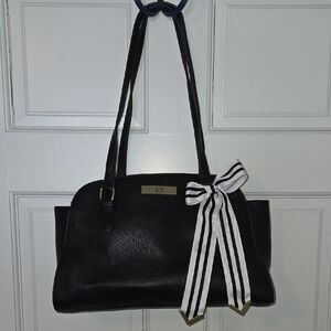 Liz Claiborne Black Handbag with Striped Bow
